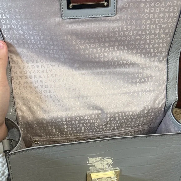 Kate Spade Glossy Gray Crocodile Leather Bag - Picture 5 of 8